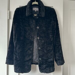 Ann Taylor Faux Fur Textured‎ Black Coat